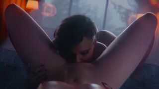 Animation lesbian sex where Judy Alvarez fucking girl, hot cyberpunk porno mod