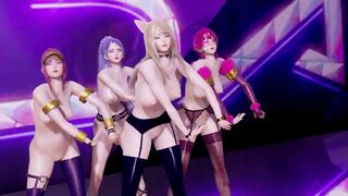 R18 MMD Stellar - Marionette Nude Vers. Ahri Akali Evelynn Kaisa the best Uncensored 3D Nude Dance