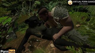 Hunter Fucks Black Panther in the Jungle 4K 60 FPS Animation