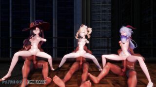 Genshin Impact - Mona, Barbara & Ganyu Sex & Dance [4k Uncensored Hentai MMD]
