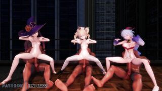 Genshin Impact - Mona, Barbara & Ganyu Sex & Dance [4k Uncensored Hentai MMD]