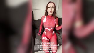 British Teen Redhead Smoking a Cigar in an Cosplay Suit with her Favourite Vibrator on my Pussy? Xx