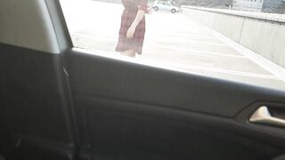 Step Mom Walks out from the Car having an Vibrator Egg Hidden inside Pussy
