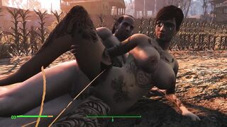 Tattooed Women in Fallout. Sex with kindling music | PC gameplay