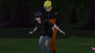 Naruto having sex with Hinata in the middle of the forest