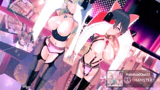 Touhou Project Series Hai Phut Hon In Latex Suit Reimu Hakurei And Sanae Kochiya sexy erotic babe 3d hentai mmd r18