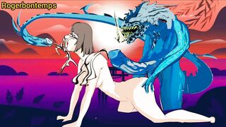 Hentai hard sex Ocean Monster with two dicks cartoon monster