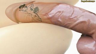 Close up 3d animation pussy tattoo and huge creampie