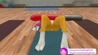VR Pornstar Sneezing Pixels Lifting Massive Cock at the Gym