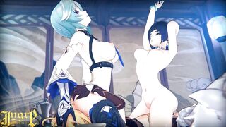 Threesome with Yelan and Eula from Genshin Impact