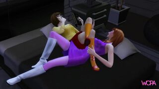 Scooby-Doo characters having lesbian sex in front of their husbands