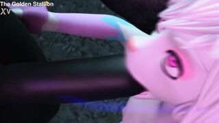 Femboy cat furry gives Thunder from Fortnite a deep-throat blowjob until he cums in his mouth