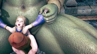 Giant moster fucked the booty dancer