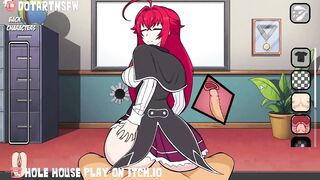 Hole House - Rias Gremory Bouncing On Dick In her Corset Reverse Cowgirl