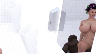 Cheating Wife Fucked in public bathroom by Big Dick BlackMan - 3D Animation