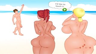 Приключение на нудистском пляже. Массаж большим членом | cartoon porn games