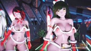mmd r18 Abracadabra Ruby Weiss Blake Yang Pyrrha Bikini Santa Outfit 3d hentai cheating milf public