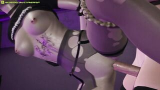 Futa fucked tied up goth girl and filled up her pussy (3D porn animation)