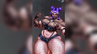 BBW Goth grows to extreme muscle giantess