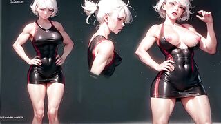 [4K] AI Hentai Arts #9 — Beautiful Fitness Girl, White Hair, Solo