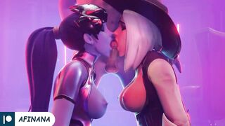 Ashe and Widowmaker Hard Fuck with Huge Cock Until Cum