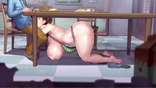 Taffy Tales [UberPie] stripped naked and gave a blowjob under the table
