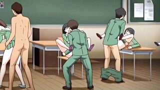 Gangbang in school sexy horny virgin girls allow for sex big boobs and huge ass fuck in classroom