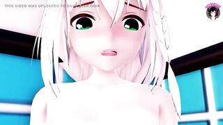 Cute Lesbian Girls Playing With Dildo In The Bath (3D HENTAI)