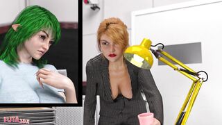 Futa3dX - Green Haired Futa Babe GROWS A MONSTER COCK And Fucks The Investigator
