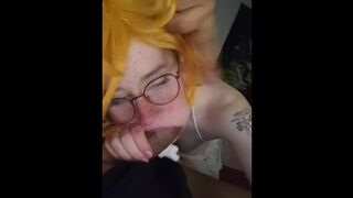 The promised neverland emma suck , deep blowjob, skinny, small Teen cosplay small tits