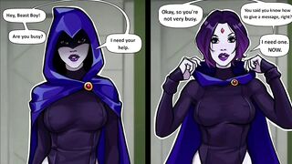 Adults teen titans Raven ask beast boy a hot massge that end up in a hard fuck