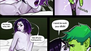 Adults teen titans Raven ask beast boy a hot massge that end up in a hard fuck
