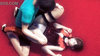 Claire re cosplay having sex with a man hentai gameplay video