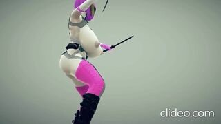 Pink Power Ranger with soul Cauliber Sword fighting animations