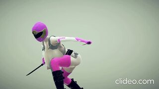 Pink Power Ranger with soul Cauliber Sword fighting animations