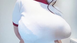 [Boobs ASMR] Breast massage education guidance for busty students wearing gym clothes.
