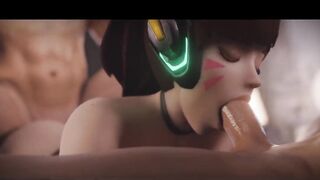 Xordel D.Va Gets What She Wants Tasty hot big ass sucking white cock while having anal sex double penetration intense hardcore