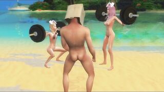 naked beach workout