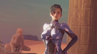 Une bombe se fait sodomisé par les cornes d'une créature créature trans du désert. (Univers in Cum)