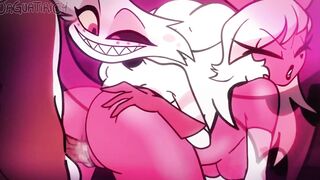 angel x oc x verosika FFM orgy bitch mommy hazbin hotel helluva boss femboy trap