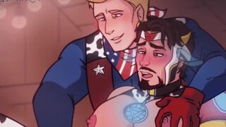 Iron man x Captain america - steve rogers x tony stark gay milking masturbation cow