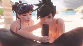Overwatch Tracer Shares BBC with Dva At The Beach