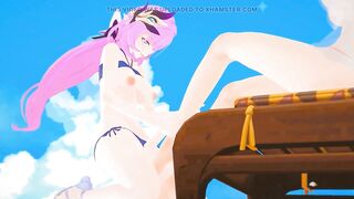Honkai Impact Elysia and Kiana Beach Sex Hentai Mmd 3D Purple Hair Color Edit Smixix