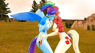 Rainbow Dash x Apple Jack Adult Version Hentai 3D