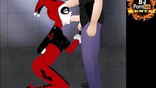 Harley Quinn BLOWJOB CUM Mouth Deepthroat Hentai Fellatio  giving Head Cum Eruption DC Batman