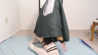 Mikasa Futa Cosplay - Femboy/Trap Twerking & Teasing - Attack on Titan