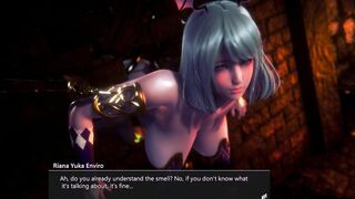 DOA Tamaki with Darkstalkers Morrigan Cosplay Banged by Orc Cock through the Wall