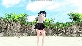 3D HENTAI Schoolgirl on the Beach after School