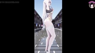 Haku - Hot Thick Dance In Sexy White Stockings (3D HENTAI)