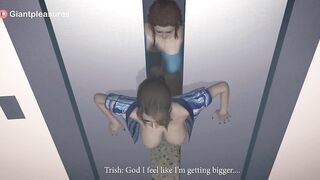 Futa Succubus Expands Woman's Breast Who is Stuck in The Elevator